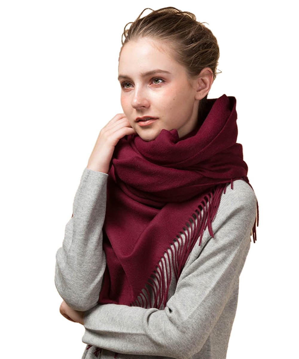 Mitchell-Y pure cashmere shawl in Claret 主图